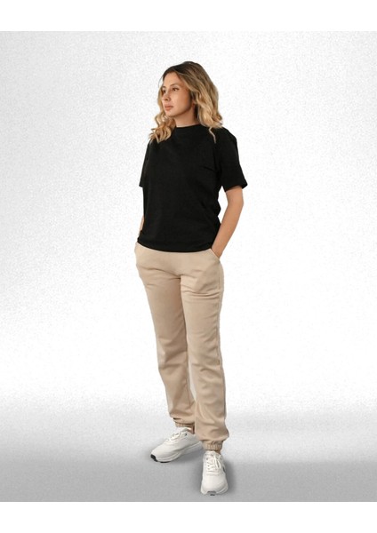 Duo-Flex Jogger -Double Face Lastik Paça Unisex Eşofman Altı Krem Renk indirimleri