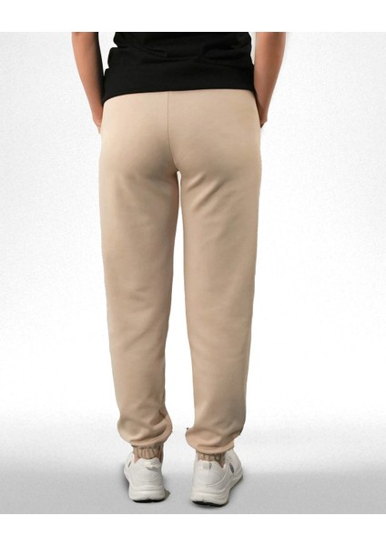 Duo-Flex Jogger -Double Face Lastik Paça Unisex Eşofman Altı Krem Renk