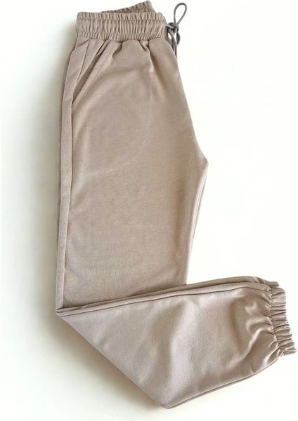 Duo-Flex Jogger -Double Face Lastik Paça Unisex Eşofman Altı Krem Renk