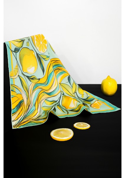 Lemon Daze %100 Ipek Saten Kadın Fular modelleri