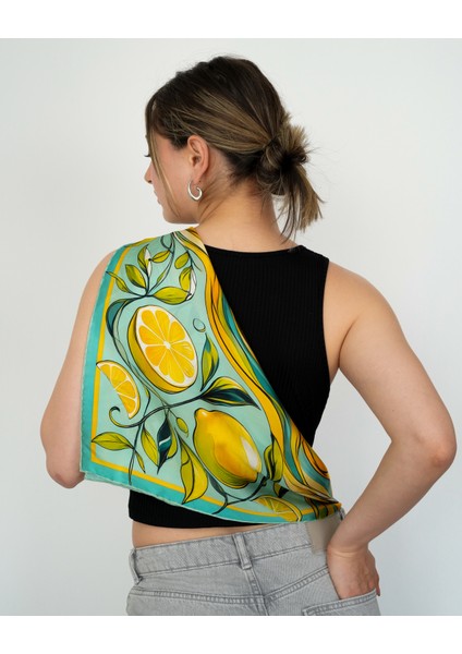 Lemon Daze %100 Ipek Saten Kadın Fular fırsatları