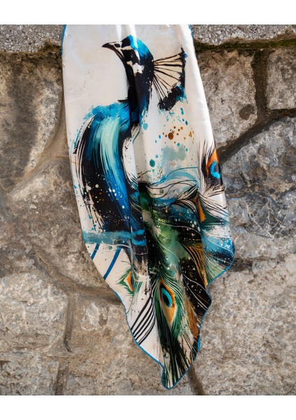 Peacock Grace %100 Ipek Saten Kadın Fular modelleri