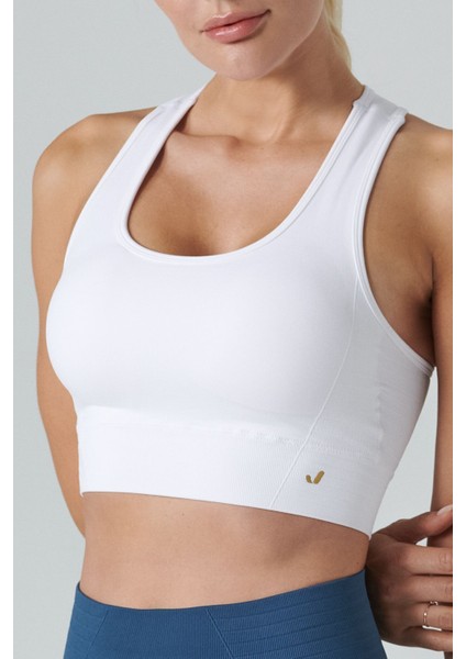 Gela Çift Katlı Kompress Sport Bra Beyaz