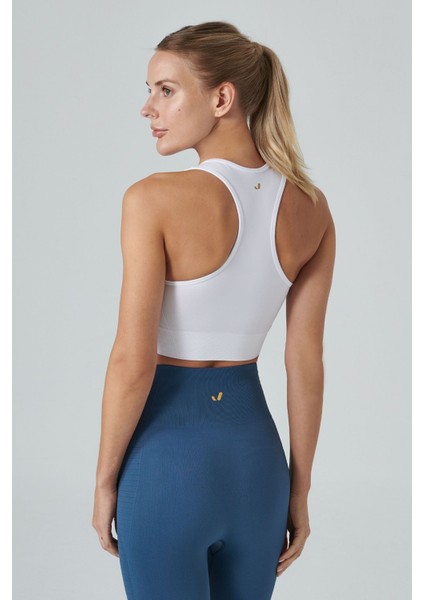 Gela Çift Katlı Kompress Sport Bra Beyaz