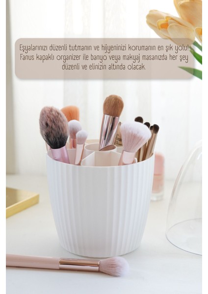 2'li Fanus Kapaklı 7 Bölmeli Makyaj Organizeri Beyaz fiyatları
