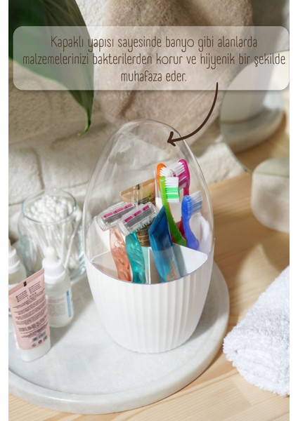 2'li Fanus Kapaklı 7 Bölmeli Makyaj Organizeri Beyaz fırsatları