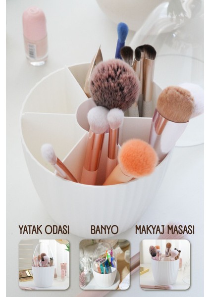 2'li Fanus Kapaklı 7 Bölmeli Makyaj Organizeri Beyaz indirimleri