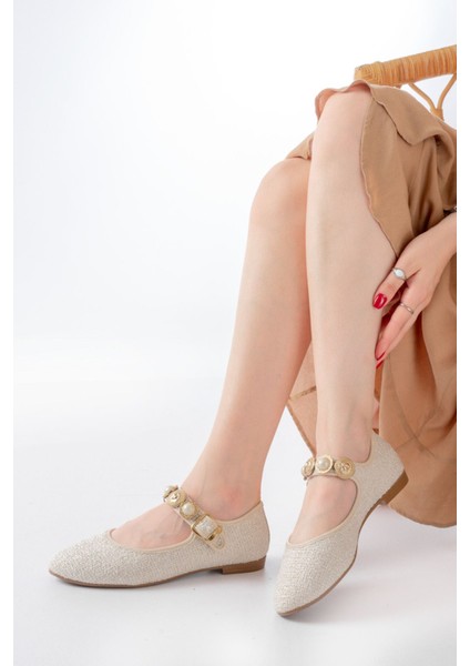 İNF-6363 Bej Havlu Desenli Baret Tokalı Günlük Bayan Ayakkabı fiyatları