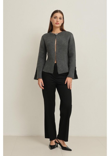 Antrasit Kol Detaylı Basic Triko fiyatları