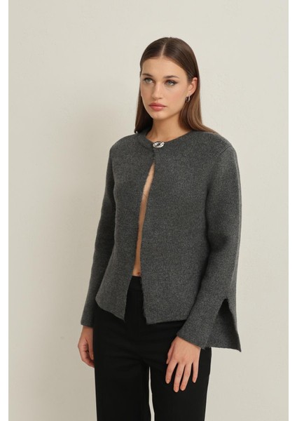 Antrasit Kol Detaylı Basic Triko modelleri