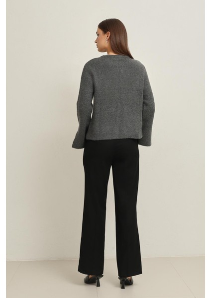 Antrasit Kol Detaylı Basic Triko indirimleri