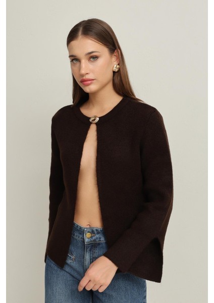 Acı-Kahve Kol Detaylı Basic Triko