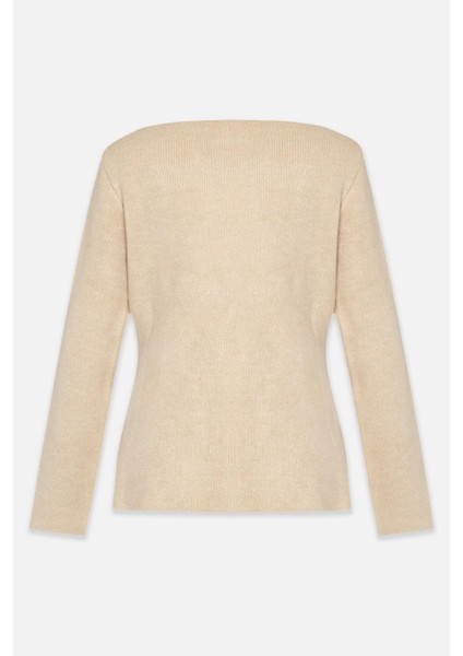 Taş Asimetrik Düğme Detaylı Uzun Kollu Triko fiyatları