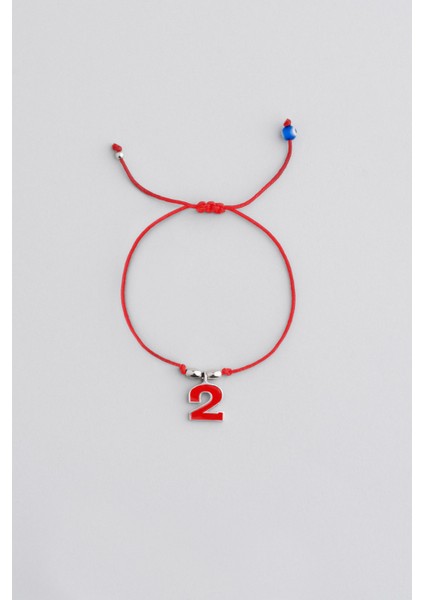 2 Sayısı Ikonlu 18 Ayar Beyaz Altın Kaplama Ayarlanabilir Gümüş Ipli Bileklik