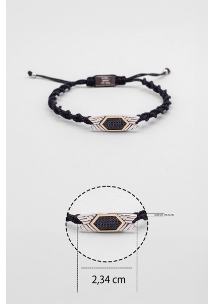 Siyah Ipli 14 Ayar Altın Erkek Ayarlanabilir Gümüş Ipli Bileklik modelleri