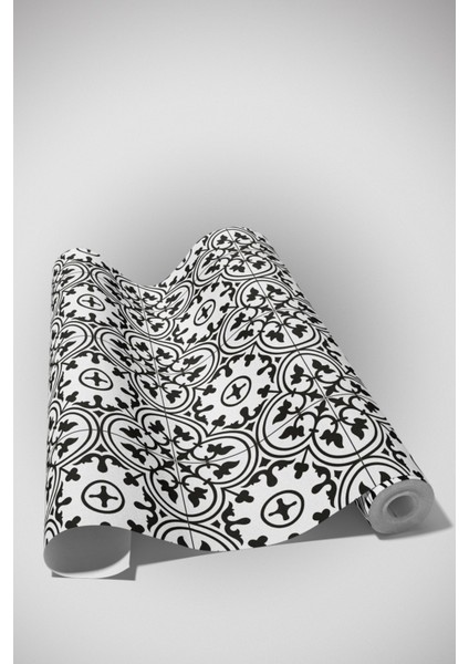 Kendinden Yapışkanlı Siyah Beyaz Geometrik Desenli Retro Yer Kaplama Folyosu – Suya Dayanıklı ve Dekoratif Zemin Kaplama modelleri