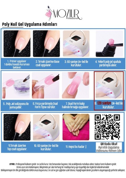 Mozur Professional Şeffaf Poly Nail Gel 30 ml – UV/LED Uyumlu, Hızlı Kuruyan Tırnak Uzatma ve Şekillendirme Jeli