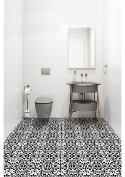 Kendinden Yapışkanlı Siyah Beyaz Geometrik Desenli Retro Yer Kaplama Folyosu – Suya Dayanıklı ve Dekoratif Zemin Kaplama fırsatları