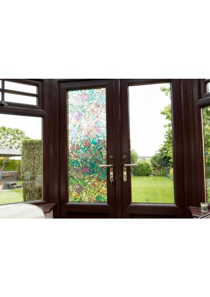 446-3231 Rengarenk Kendinden Yapışkanlı Cam Vitray Folyo 45x200 cm – Dekoratif, Kolay Uygulanan