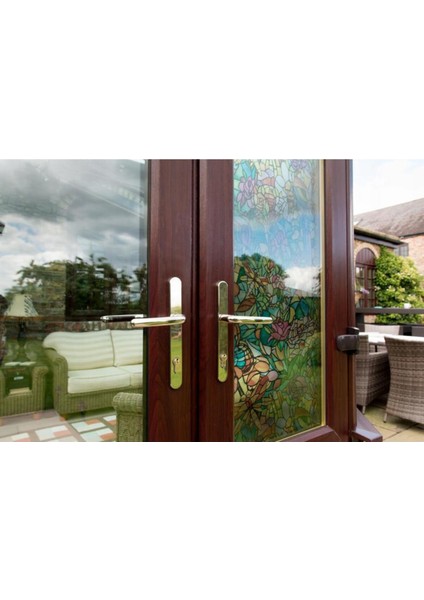 446-3231 Rengarenk Kendinden Yapışkanlı Cam Vitray Folyo 45x200 cm – Dekoratif, Kolay Uygulanan