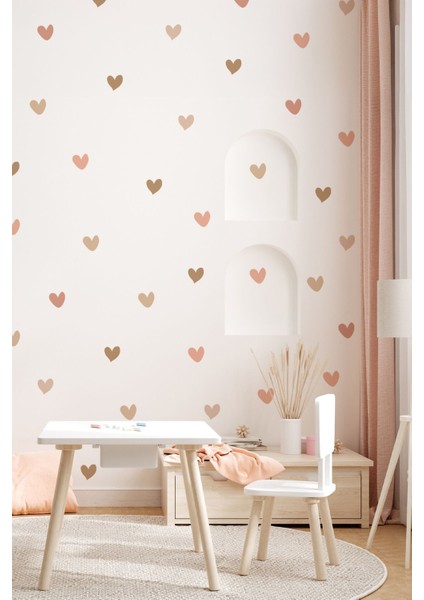 Boho Asimetrik Kalpler 150'li Duvar Sticker Seti – Çocuk ve Bebek Odası İçin Dekoratif Kalp Desenleri fiyatları
