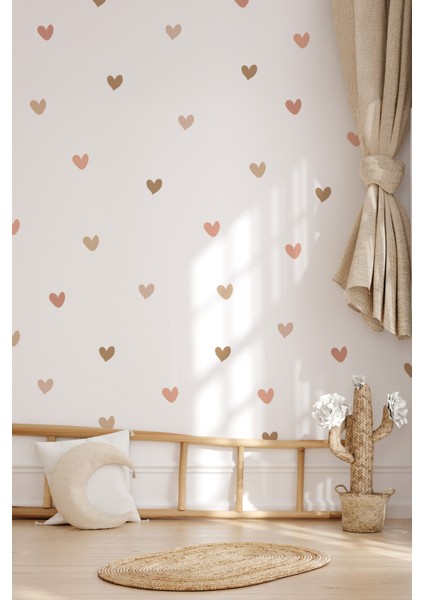Boho Asimetrik Kalpler 150'li Duvar Sticker Seti – Çocuk ve Bebek Odası İçin Dekoratif Kalp Desenleri modelleri