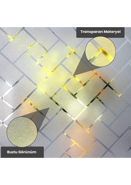 Buzlu Desenli Statik Cam Kaplama Filmi 60x100 cm – Duş Kabini ve Ofis Cam Dekorasyon Folyosu