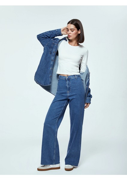 Lcw Jeans Indigo Wideleg Kadın Jean Pantolon