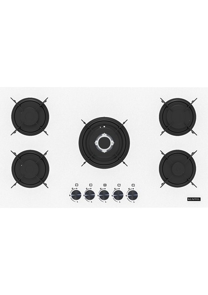 Döküm Izgaralı 5'li Beyaz Cam Ankastre Ocak C9-50WF