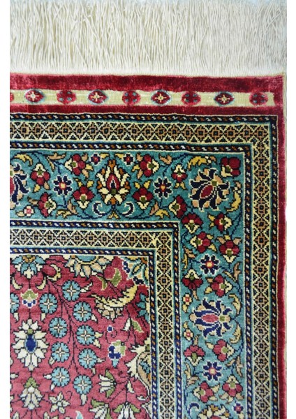 Saf Ipekten El Dokuma Kayseri Halısı Yolluk 73X215 cm (1.57 M²)