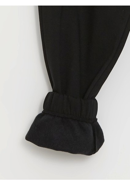 Xsıde Siyah Kadın Beli Lastikli Düz Jogger Eşofman Altı