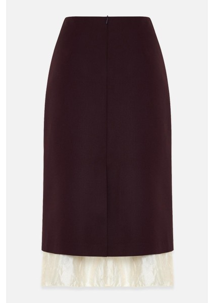 Bordo Cep Detaylı Tam Kalıp Midi Boy Etek fırsatları