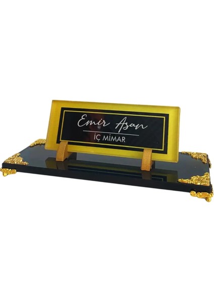 Kristal Masa Isimliği Uv Baskılı Ofis Hediyesi Cam Isimlik Cav-10