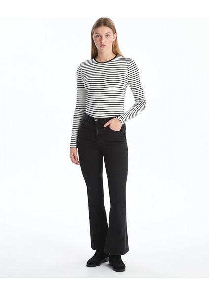 Lcw Jeans Siyah Mars Flare Kadın Jean Pantolon