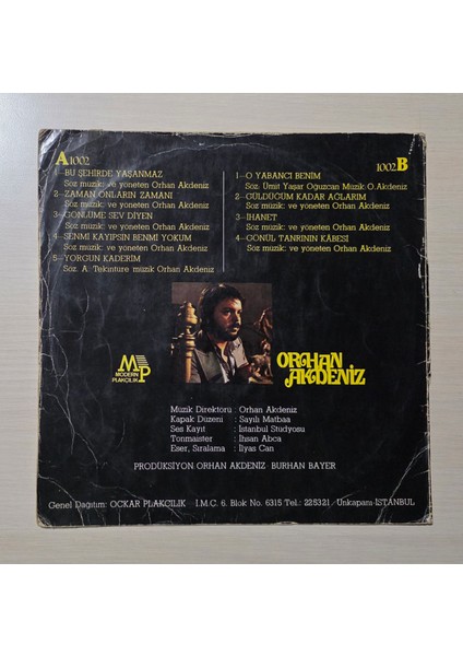 Orhan Akdeniz - Bu Şehirde Yaşanmaz - 1981 - Dönem Baskı Plak - Longplay - Lp fiyatları