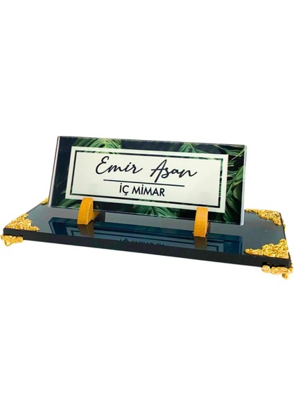 Kristal Masa Isimliği Uv Baskılı Ofis Hediyesi Cam Isimlik Cav-11