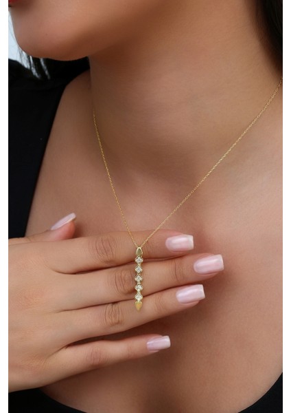 18K Altın Kaplamalı 925 Ayar Gümüş Çiçek Dizisi Kolye - 23183702 modelleri