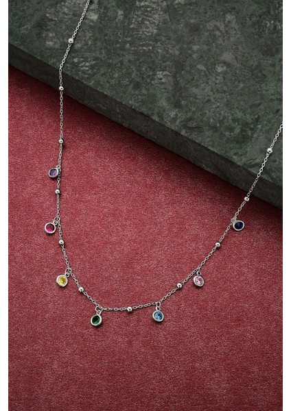 925 Ayar Gümüş Renkli Taşlı Toplu Kolye - 23175801 modelleri