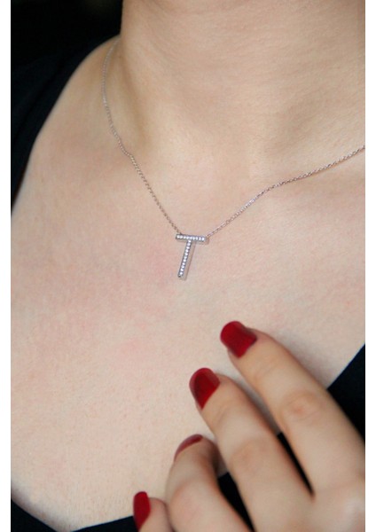 925 Ayar Gümüş T Harfi Kolye - 23091202 fiyatları