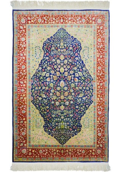 Saf Ipekten El Dokuma Çeşmi Bülbül Desenli Hereke Halısı 108X164 cm (1.77 M²)