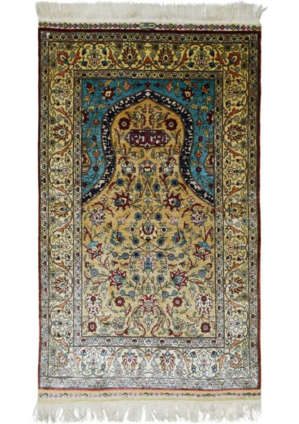 Saf Ipekten El Dokuma Mihraplı Seccade Kayseri Halısı 81X138 cm (1.12 M²)