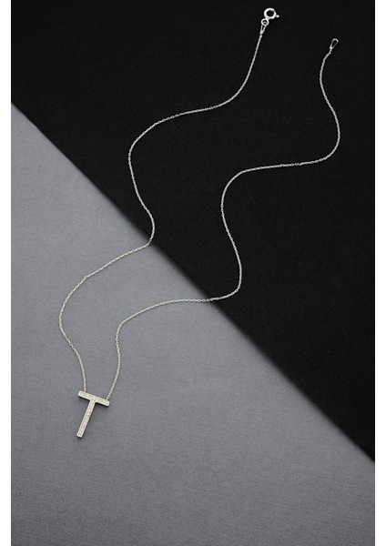 925 Ayar Gümüş T Harfi Kolye - 23091202 fırsatları