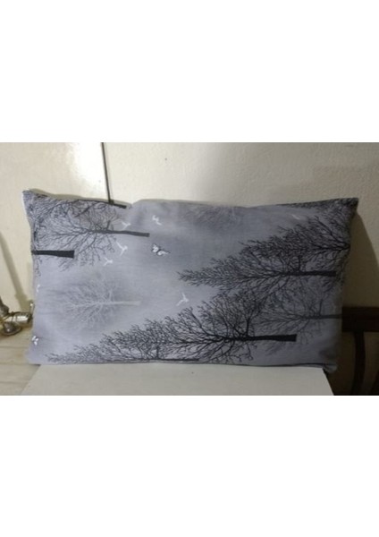 Yastık Kılıfı 2 Adet Gri Siyah Ağaçlı Kelebek Kuş (48X65)KALITELI Kullanışlı Şık Güzel modelleri