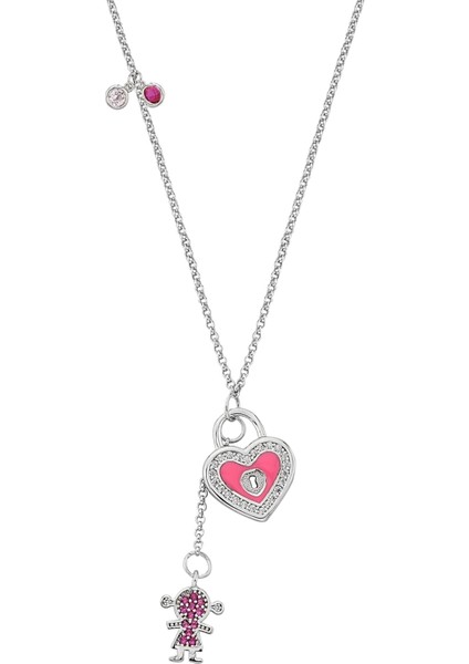 925 Ayar Gümüş Kız Çocuğu Figürlü Kalp Kolye - 23176601 fiyatları