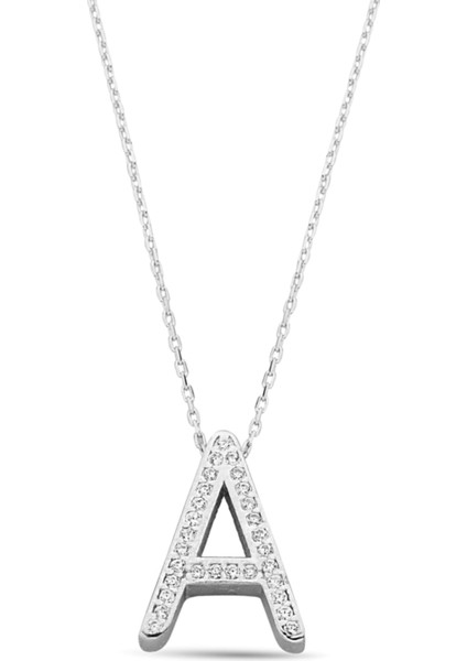 925 Ayar Gümüş A Harfi Kolye - 23089002