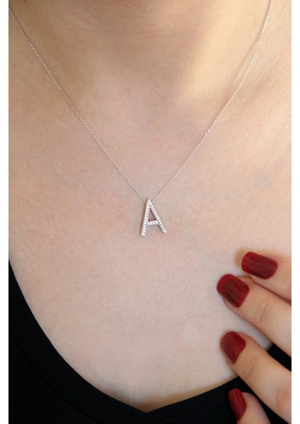 925 Ayar Gümüş A Harfi Kolye - 23089002 fiyatları