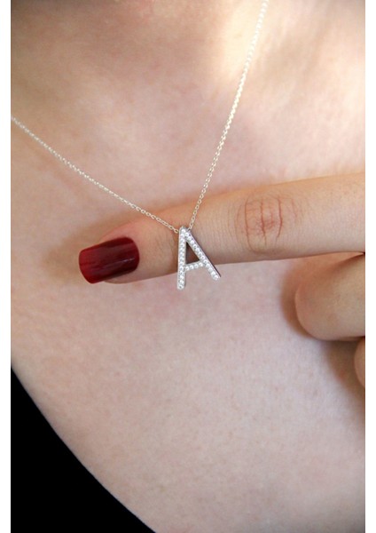 925 Ayar Gümüş A Harfi Kolye - 23089002 modelleri