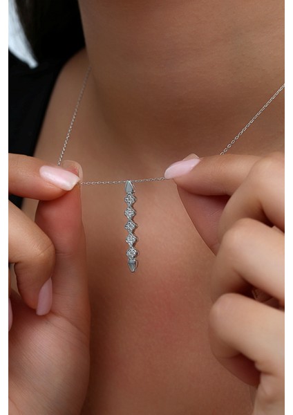 925 Ayar Gümüş Çiçek Dizisi Kolye - 23183701