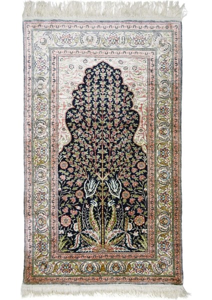 Saf Ipekten El Dokuma Mihraplı Namazlık Kayseri Halısı 74X125 cm (0.92 M²)