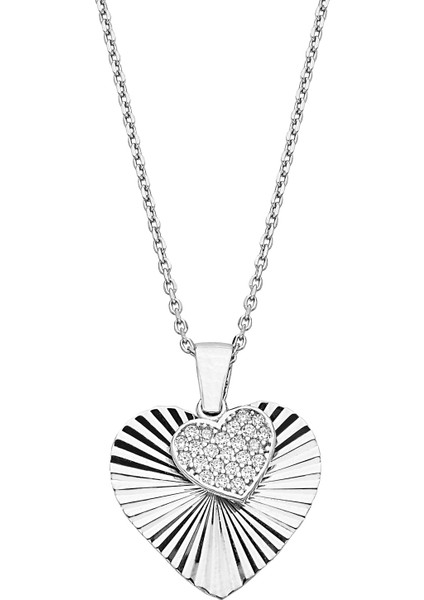 925 Ayar Gümüş Tasarım Kalp Kolye - 23181301